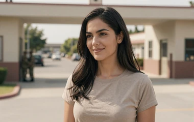 Woman near a military base gate on the army dating category