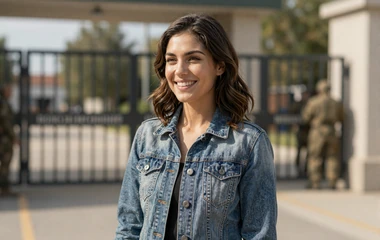 Woman near a military base gate on the army dating category