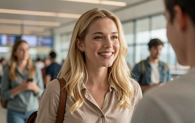 Woman smiling at a homecoming reunion on the army dating category